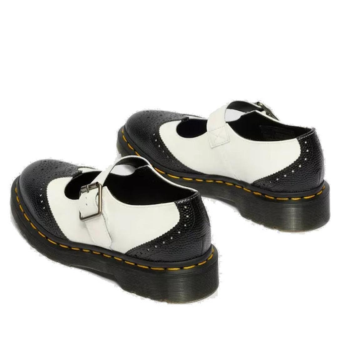 Dr Martens Women's Mary Jane BW Black + White shoes, a stylish flat with buckle closure, sturdy welted sole, and eye-catching details.  ksnz, 190665785333, 190665785340, 190665785364