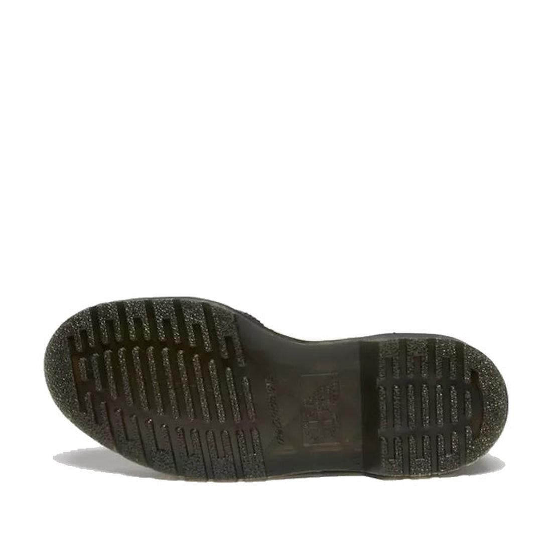 Dr Martens – Women’s Mary Jane BW Black + White shows its grippy, cushioned sole and secure buckle closure on a white background.  ksnz, 190665785333, 190665785340, 190665785364