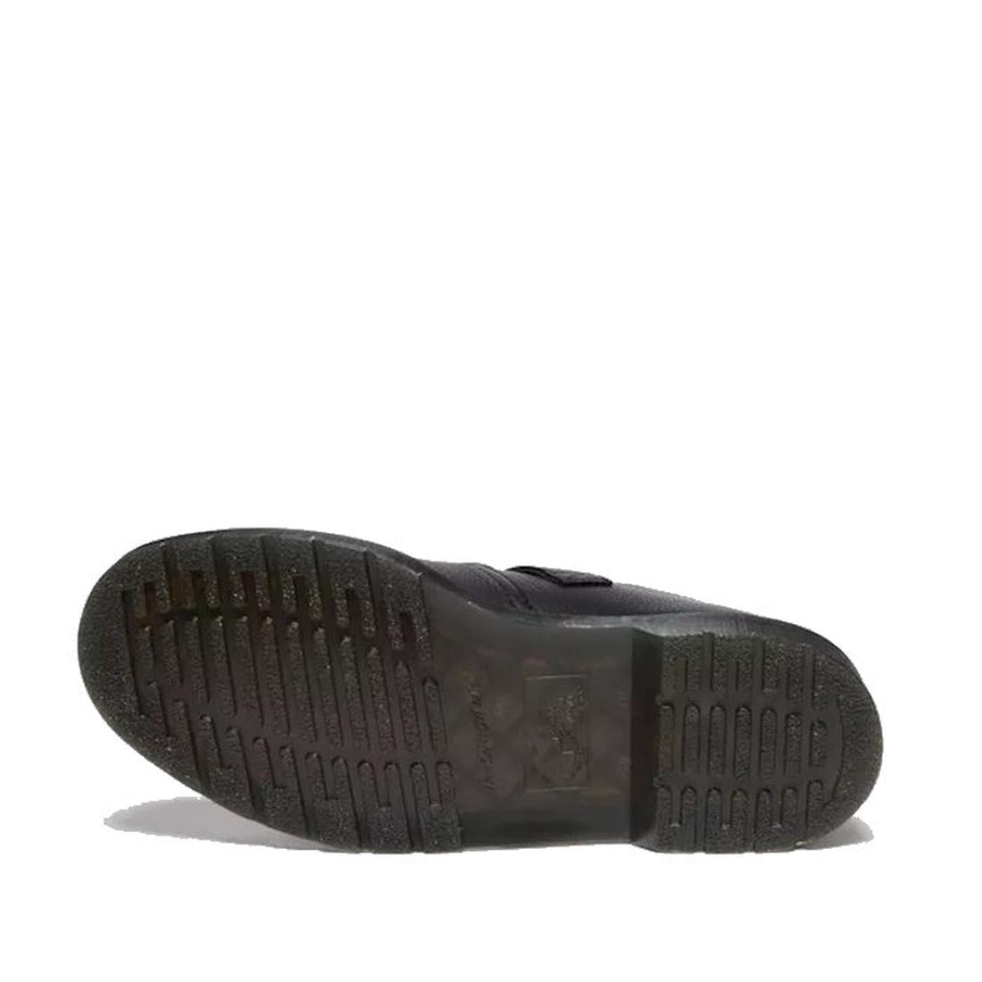 Black shoe sole of Dr Martens Polley T Bar in Ambassador leather on a white background.,
190665740530,
190665740547,
190665740561,, 46179, 46180, 190665740530, 190665740547, 190665740561, 46185, 46186