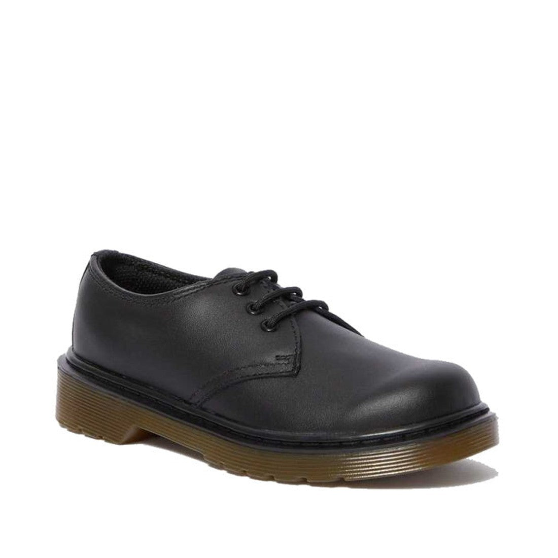 Image of right foot, side on of Dr Martens kids - 1461 J Lace Up School Shoe Black Juniors-Foot Forward Shoes