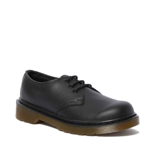 Image of right foot, side on of Dr Martens kids - 1461 J Lace Up School Shoe Black Juniors-Foot Forward Shoes