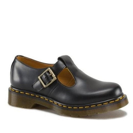 Image of right foot, side on of Dr Martens Polley MT Bar M Jane Black 14852001-Foot Forward Shoes