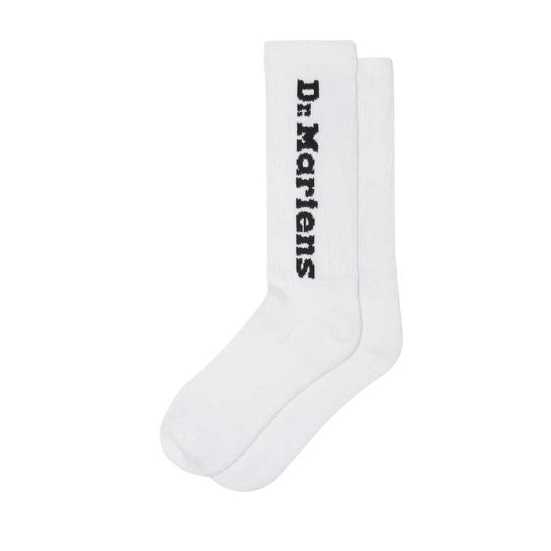 Dr. Martens Socks Vertical Logo Unisex—white crew socks with a sturdy sole, stretch fit, and bold side logo for all-day comfort.  ksnz