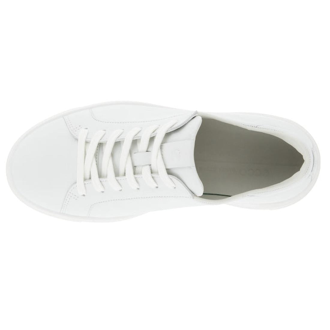 Ecco Street Tray White Womens Leather Sneaker Clearance, comfy white sneaker with durable sole, leather upper, and easy lace-up closure.  ksnz, 737428602638, 737428602645, 737428602652