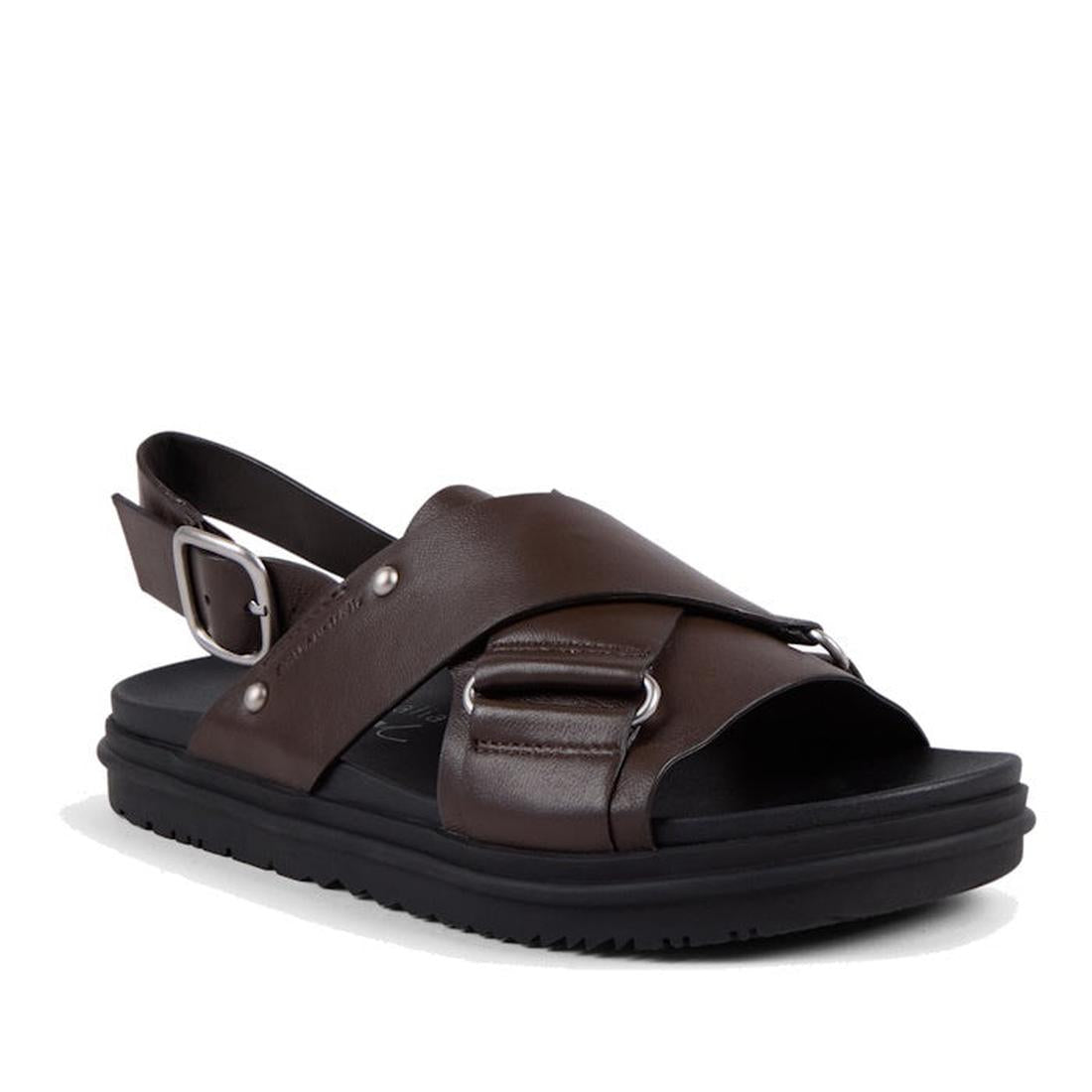 Emu Faye Espresso Brown Leather Sandal w/Back Strap