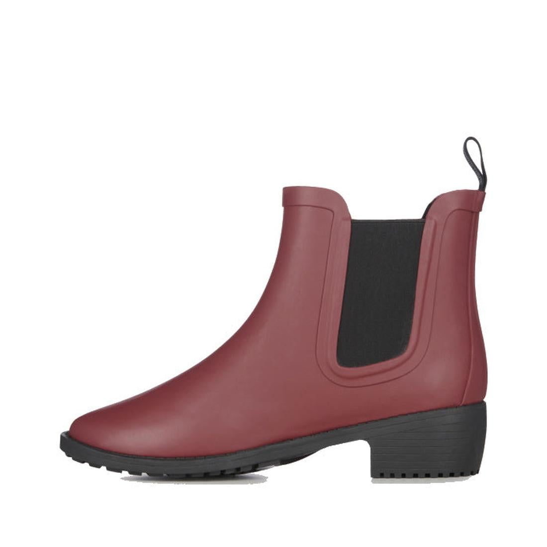 EMU NZ Emu- Women's Grayson Rainboot in Burnt Rust, a comfy maroon waterproof Chelsea boot with easy-on elastic panel and sturdy sole.  ksnz