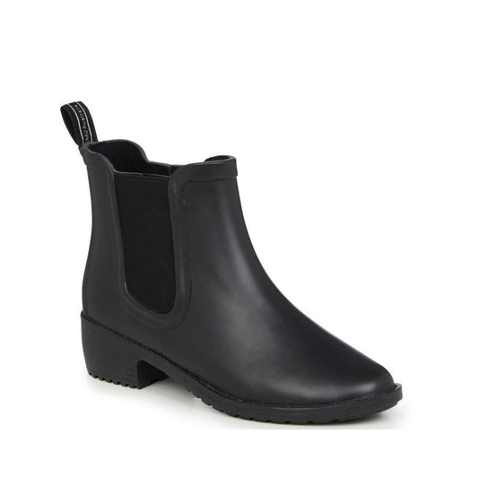 EMU NZ Grayson Black Womens Ankle Gumboots are sturdy rainboots with a grippy sole, comfy elastic sides, and easy pull-on back tab.  ksnz
