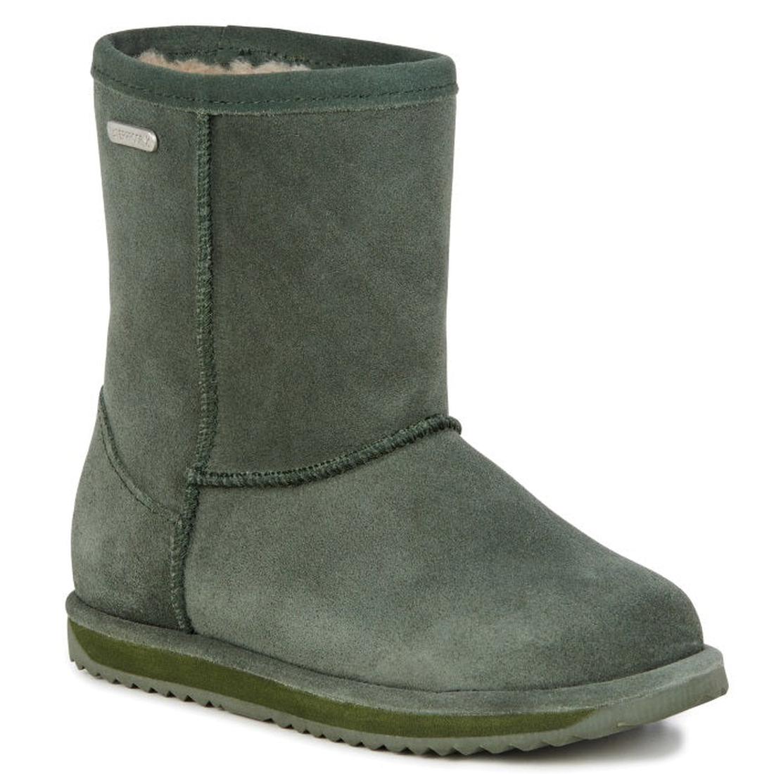 EMU NZ Kids Brumby Lo WATERPROOF boot in charcoal grey, cozy sheepskin, fleece lining, grippy sole—perfect for little explorers.  ksnz