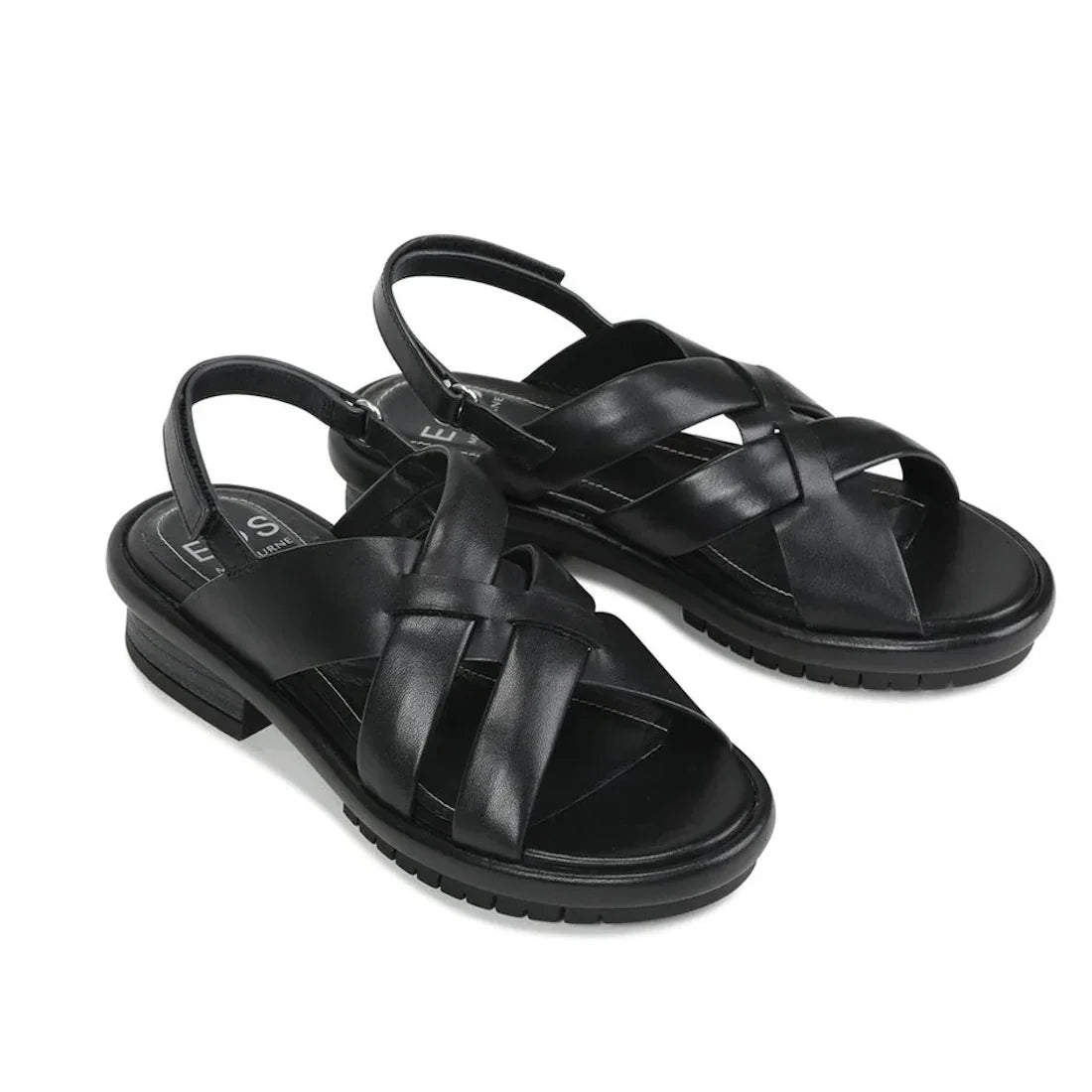 EOS Finix Black Womens Leather Slingback Sandal