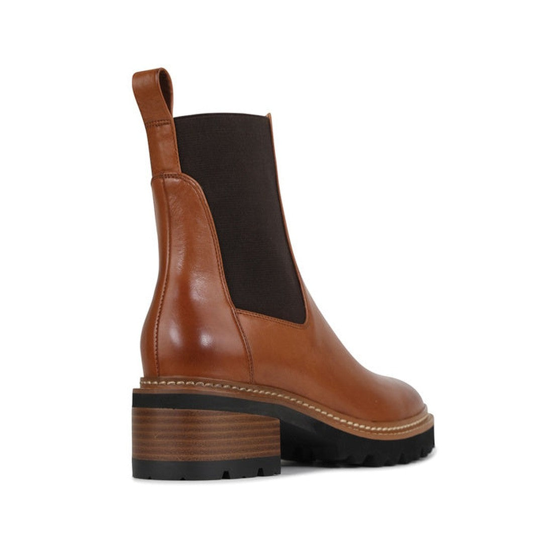 29612,
29613,
29614,
29615,
29616,
29617,

EOS Linear women’s boot in Brandy leather with side gussets, block heel, and lugged sole. Side View of Right Foot taken from the heel showing heel detailing., 29612, 29613, 29614, 29615, 29616, 29617