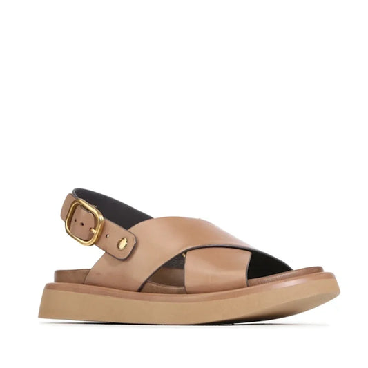 EOS Slayter Womens Pecan  Leather Sandal with Back Strap