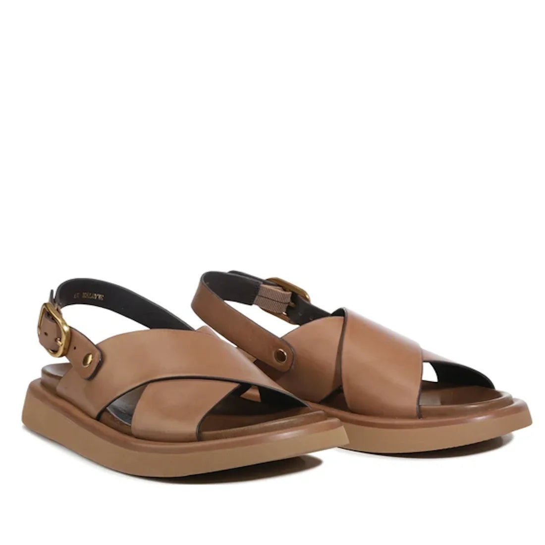 EOS Slayter Womens Pecan  Leather Sandal with Back Strap