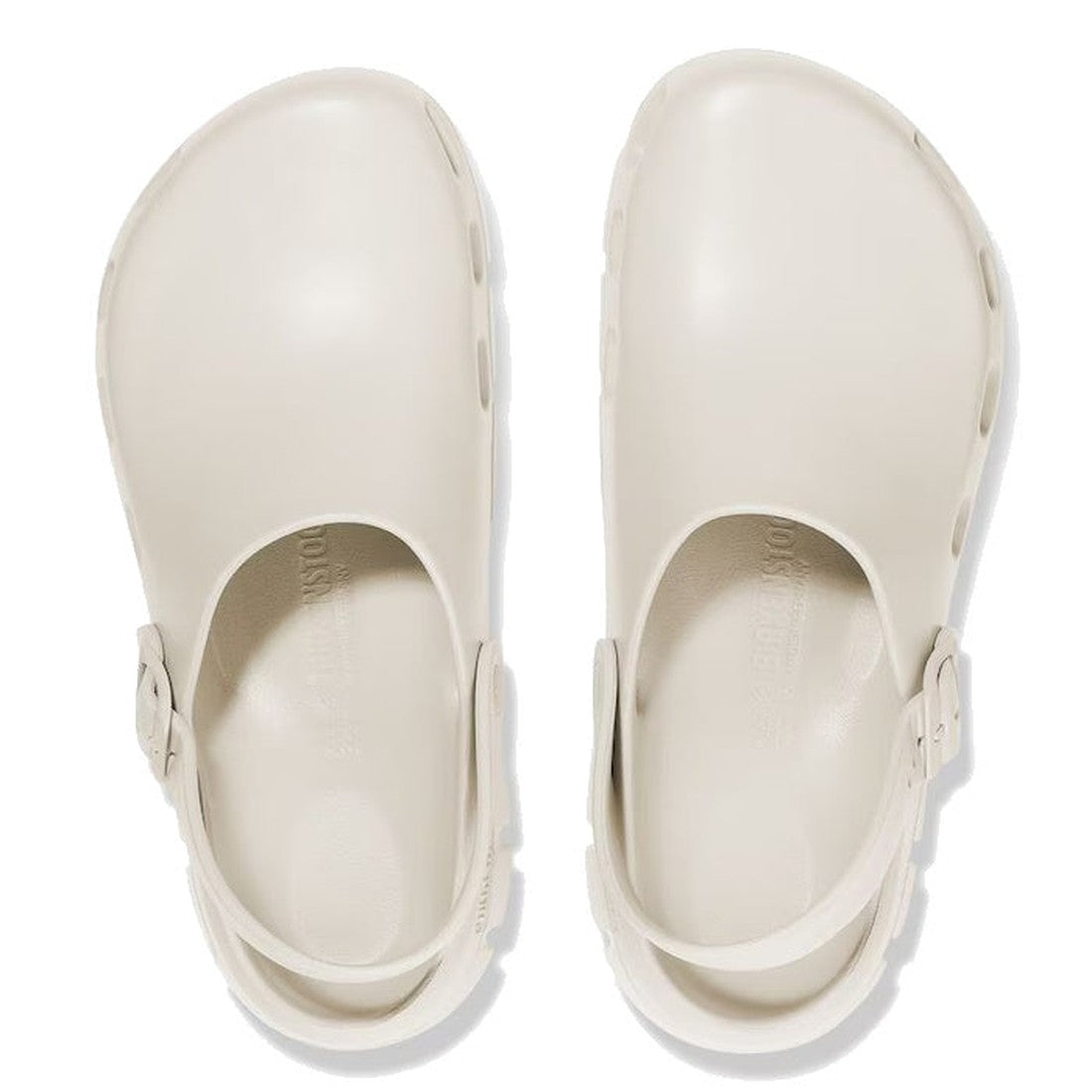 A pair of Birkenstock Birki Flow EVA EggShell sandals in REGULAR width, featuring arch support and adjustable heel straps, shown from above on a white background., 4066648439509, 4066648439547, 4066648439585, 4066648439622, 4066648439660, 42184, 42185, 42