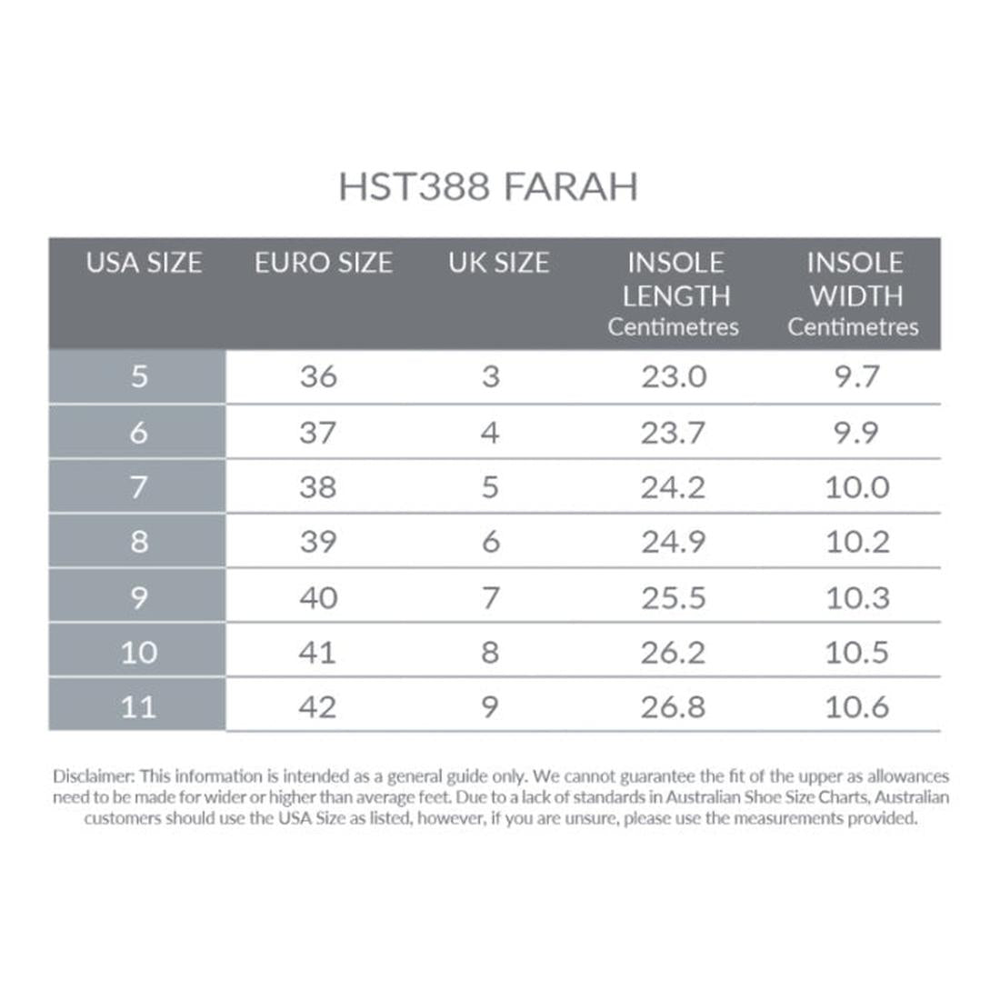 Holster Farah Silver Glitter Women's Summer Sandal chart lists US, UK, Euro sizes and insole fit. Comfy sole, easy slip-on style.  ksnz, 47394, 47395, 9337771186123, 9337771186130, 9337771186147, 9337771186154, 47400, 47401