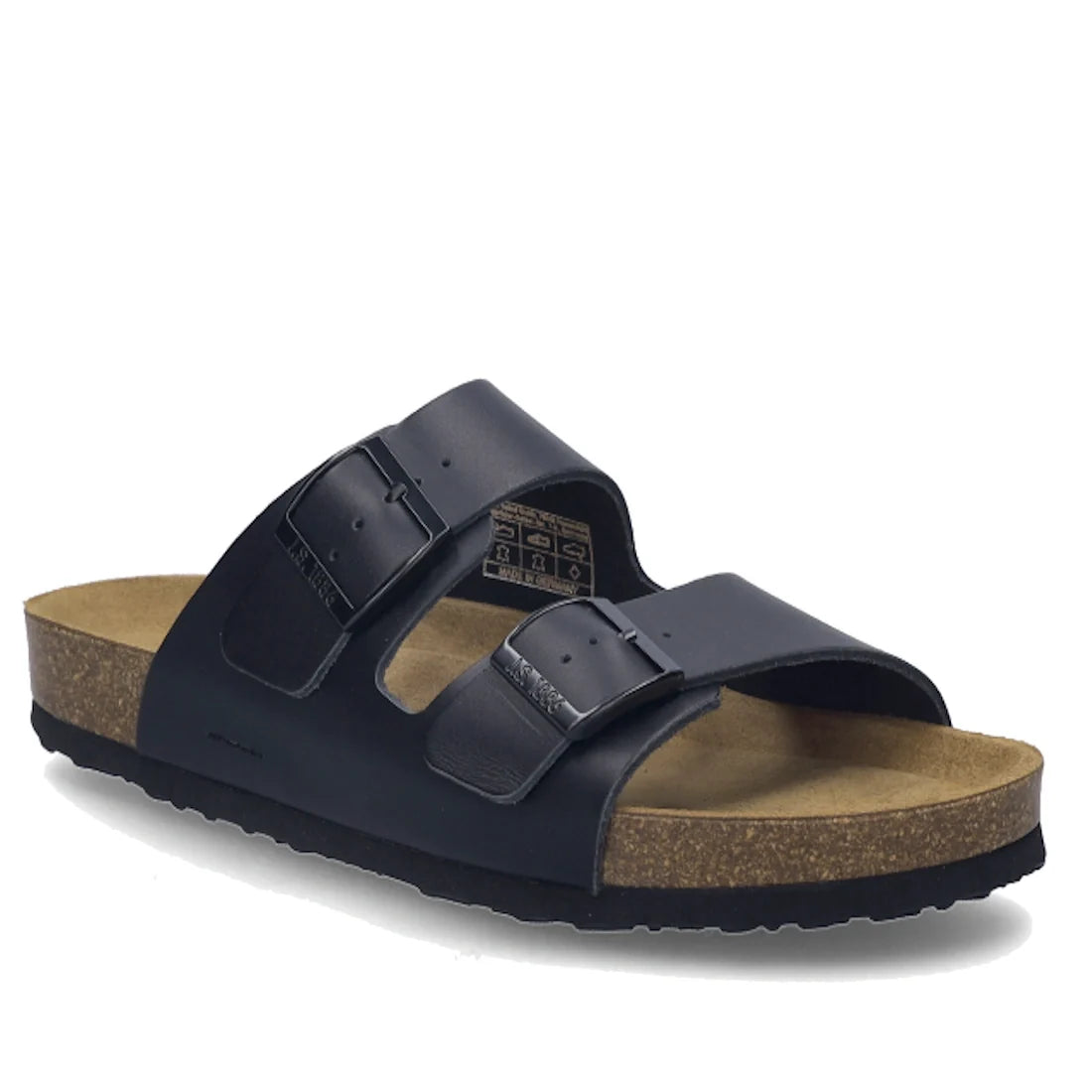 Experience all-day comfort and style with the Josef Seibel Mens Josef 01 2 Strap Slide Sandal in Schwarz Black—crafted from premium cowhide leather, this slide features two adjustable buckle straps, a cork footbed, and a flat black ergonomic sole for ever