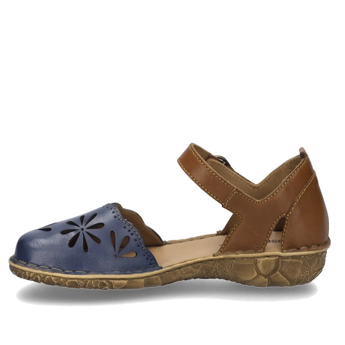 Josef Seibel Rosalie 04 Shark Kombi Leather Covered Toe Sandal Navy Tan