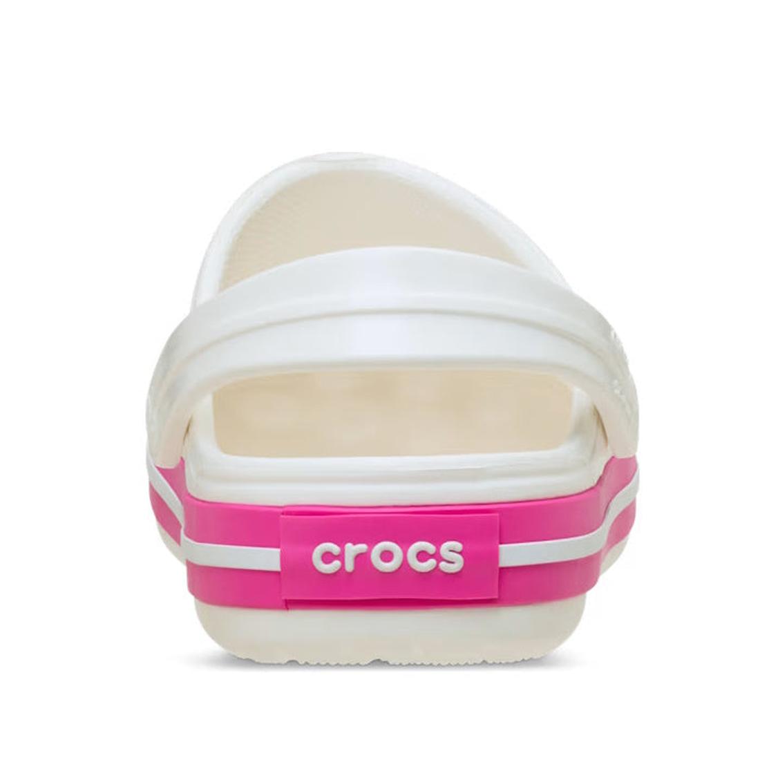 White and pink Crocs kids Crocband clogs sandal showing the heel strap, pink stripes around the sole and crocs word on the base on a white background.,
198445207457,
198445207464,
198445207471,
198445207488,
198445207495,
198445207501,
198445207518,, 1984