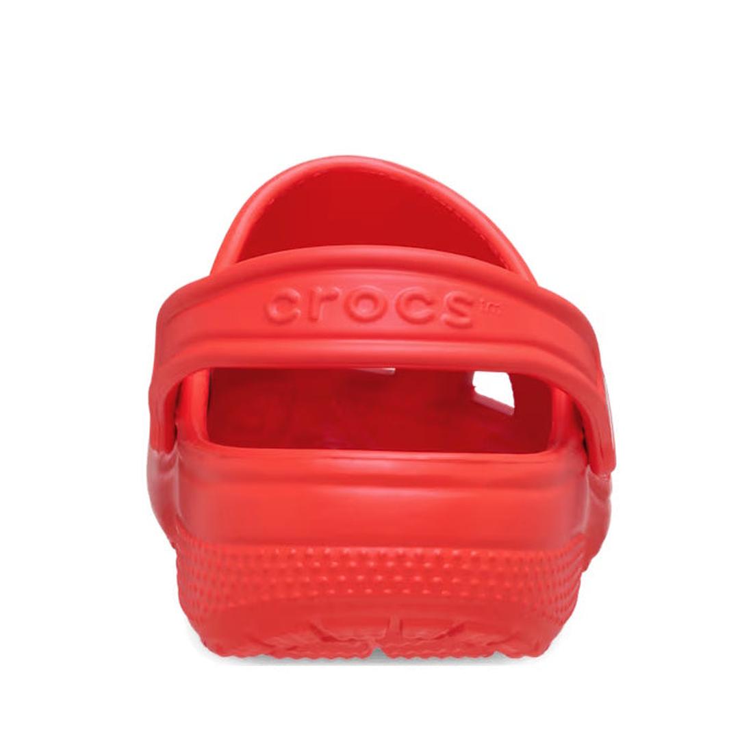 Kids bright orange Crocs sandal, viewed from the back showing the back strap on a white background,
198445207136,
198445207143,
198445207150,
198445207167,
198445207174,
198445207181,
198445207198,, 198445206993, 198445207006, 198445207013, 198445207020, 