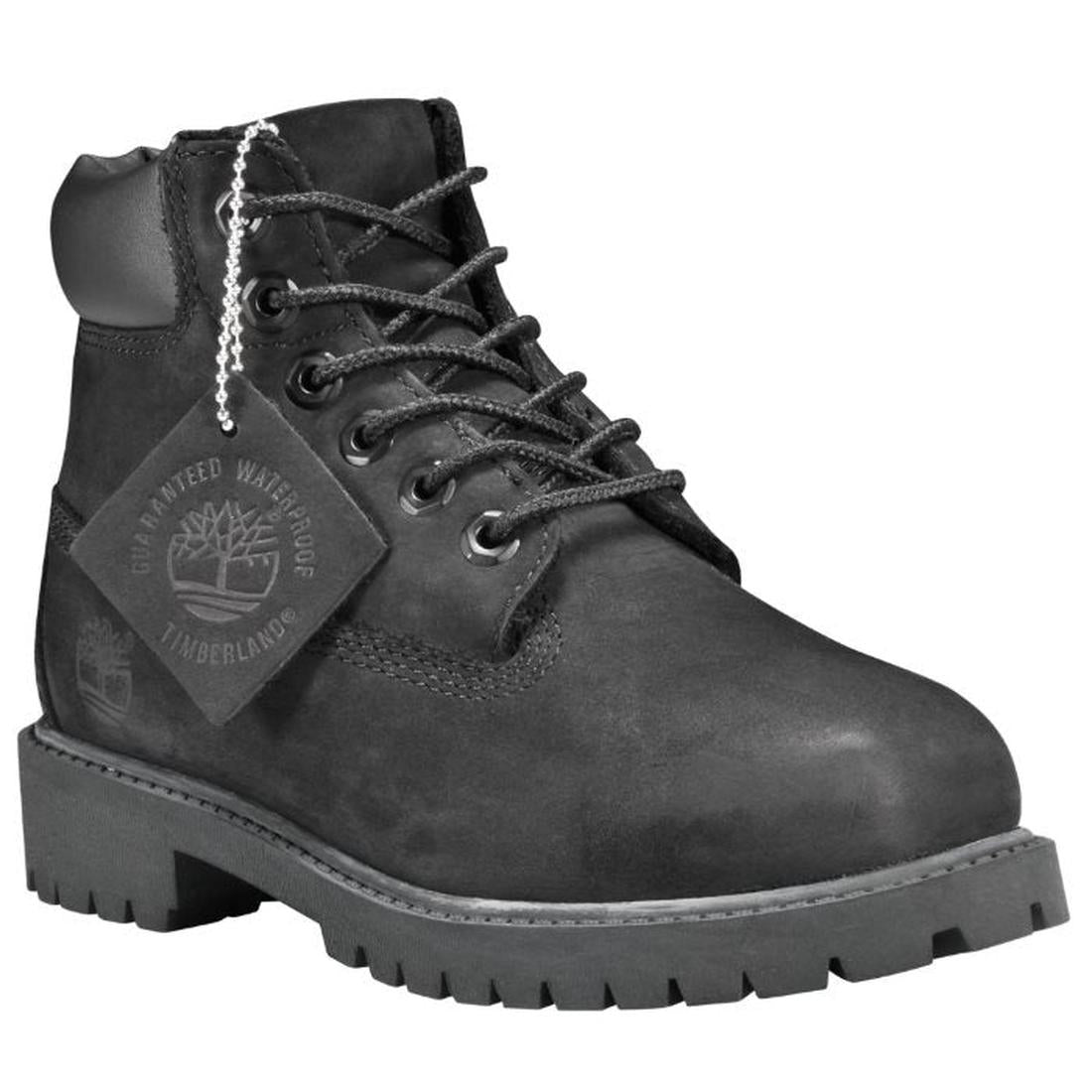 Timberland Kids Black Icon 6-Inch Waterproof Boots with cozy Primaloft ECO, tough sole, easy black laces—perfect for play.  ksnz