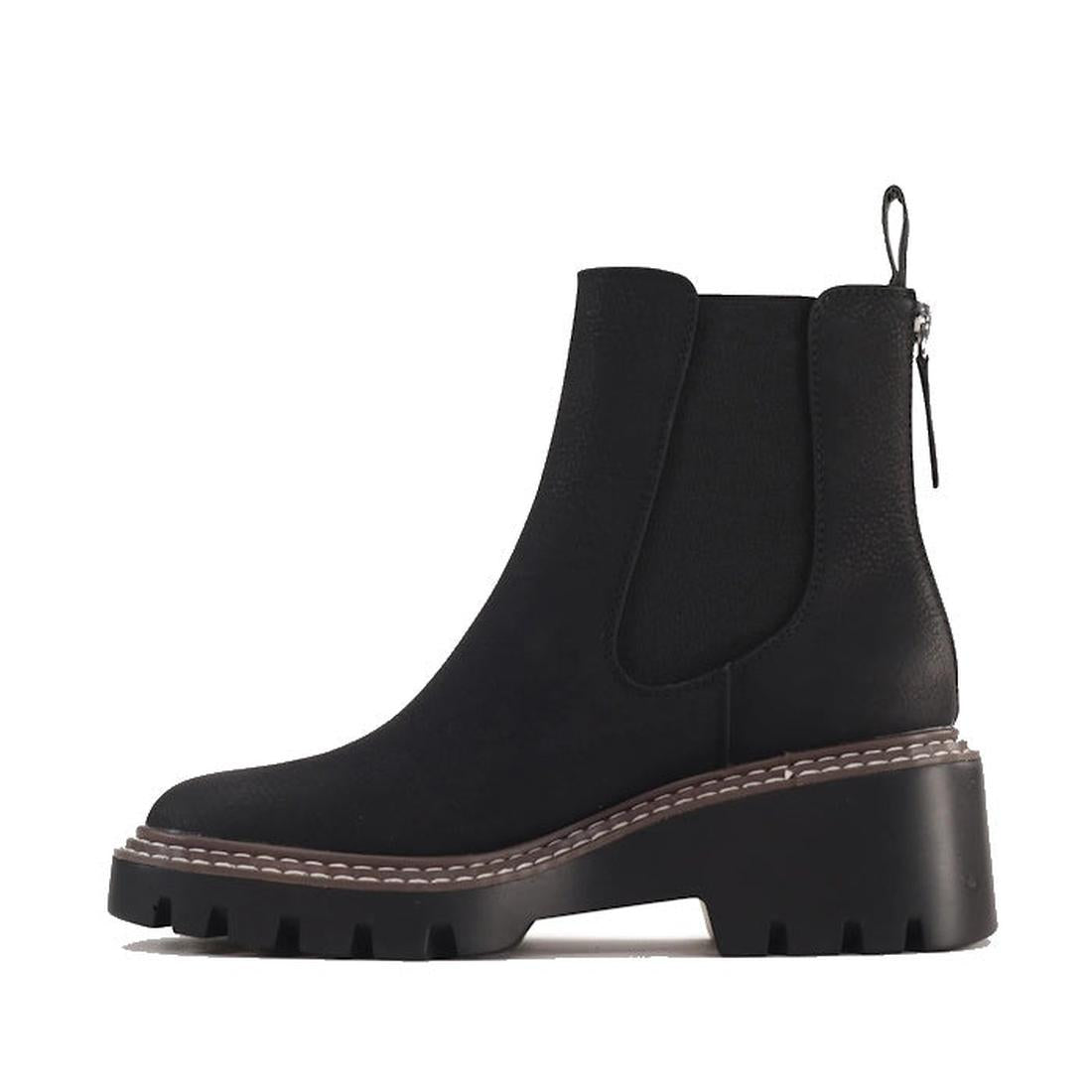 Los Cabos Viana Women's Chelsea Black Boot with sturdy lug sole, comfy elastic sides, easy pull tab, and stylish white stitching.  ksnz, 50767, 9321190010442, 9321190010459, 9321190010466, 9321190010473, 9321190010480, 9321190010497