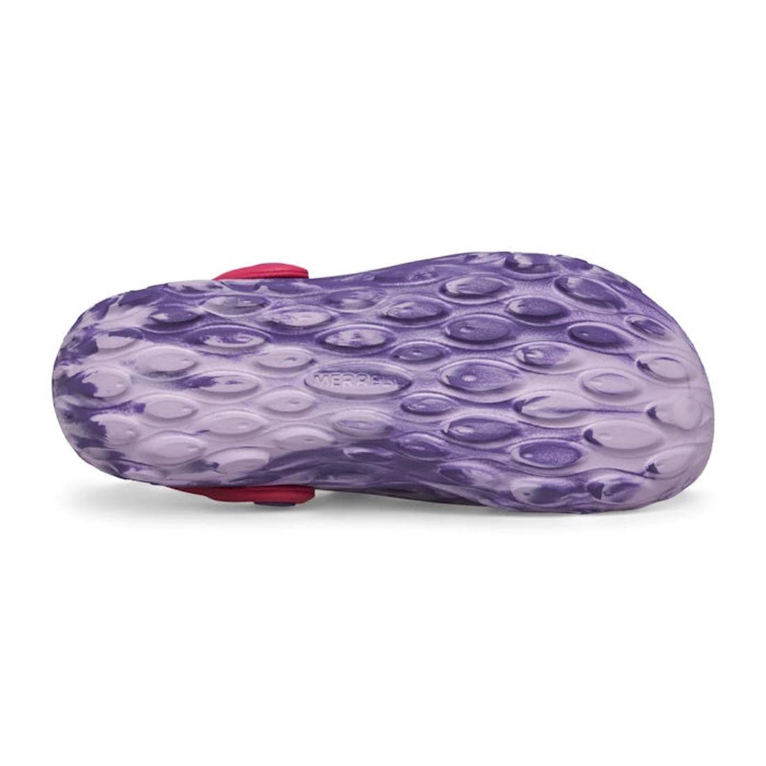 Merrell Kids Youths Hydro Moc Sandal Clog in Purple Orchid, with a grippy marbled sole—perfect for water play and active days.  ksnz