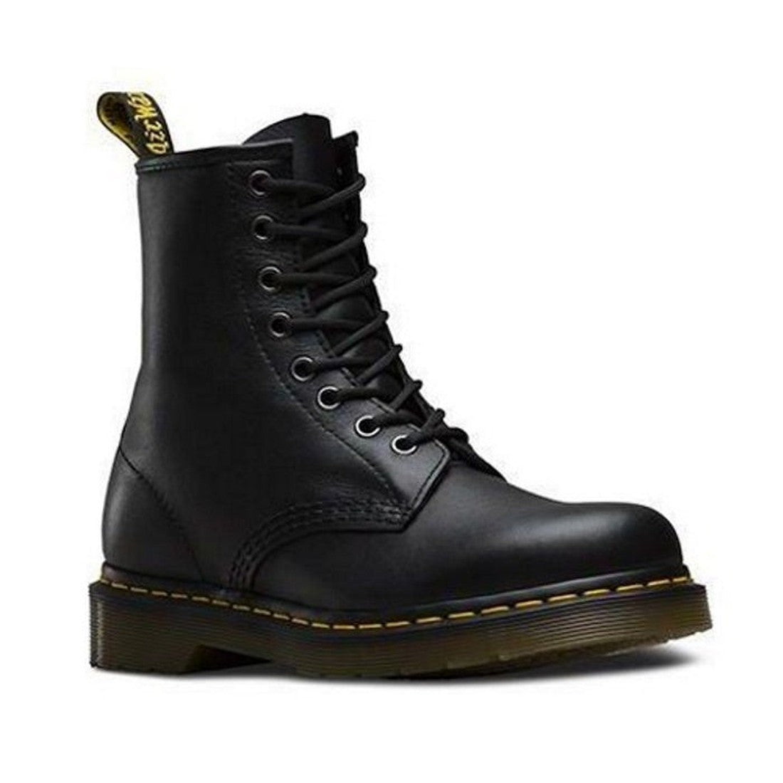 Image of right foot, side on of Dr Martens - 1460 Black Nappa Leather Boot Mens & Womens-Foot Forward Shoes