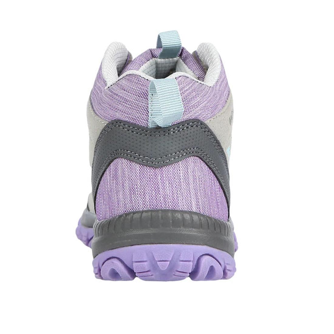 Northside - Benton Kids Mid WP Boot Grey Lilac, a cozy kids’ boot in purple and gray with grippy sole and easy pull-on blue tab.  ksnz