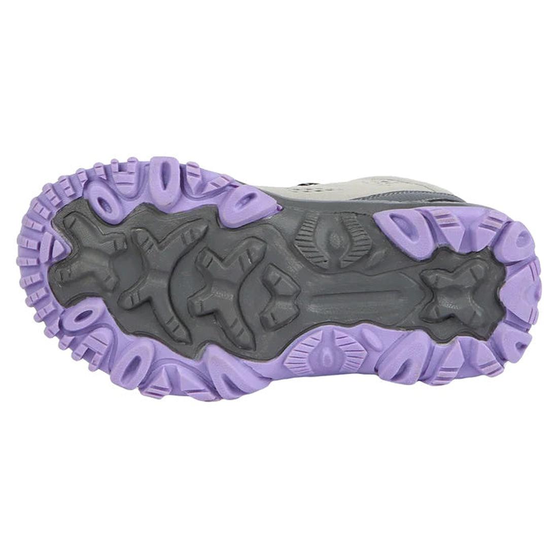 Northside Benton Kids Mid WP Boot in Grey Lilac, a cozy waterproof boot with purple-black deep-tread sole and secure lace-up closure.  ksnz