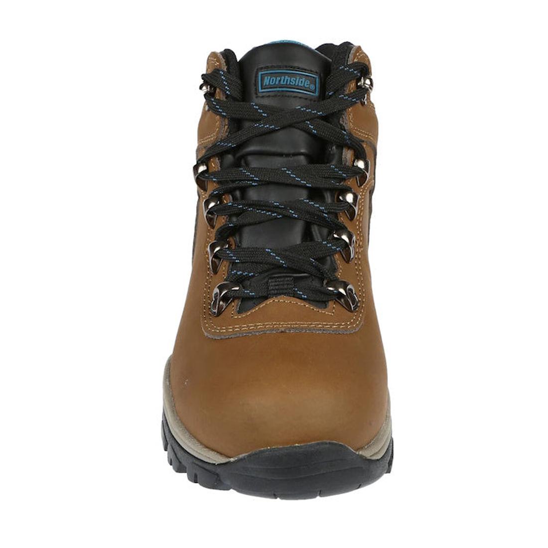 Northside Apex Lite Women's Mid Boot in brown, with sturdy black laces, cozy padded tongue, and strong grip rubber sole for family adventures.  ksnz