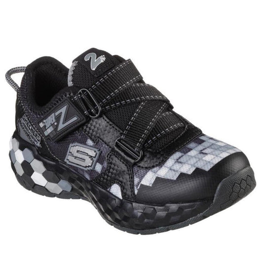 Skechers Kids Mega Craft 2.0 Cubozone Black Charcoal is a comfy kids’ sneaker in black/gray with velcro closure, grippy sole, and soft insole.  ksnz