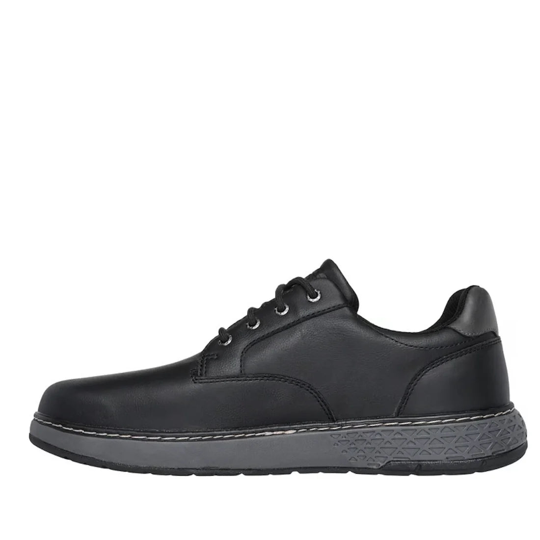 Introducing the Skechers Men’s EXTRA Wide Width Garlan Pryor Waterproof Slip-On Trainer in Black—a streamlined trainer crafted from waterproof materials with a generous extra-wide fit. This low-cut design features a sleek black upper with subtle stitching