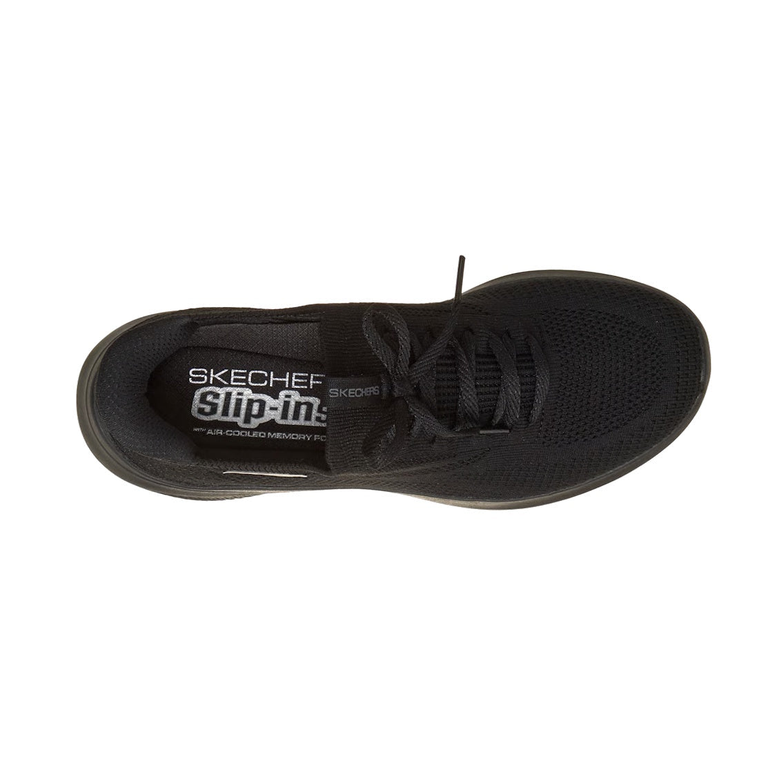 Top view of a black Skechers Ultra Flex 4.0 WIDE WIDTH sneaker with laces, featuring a mesh upper, Skechers branding on the insole, and Air-Cooled Memory Foam for comfort., 51725, 51726, 199025951999, 51728, 199025952019, 51730, 199025952033, 51732, 51733