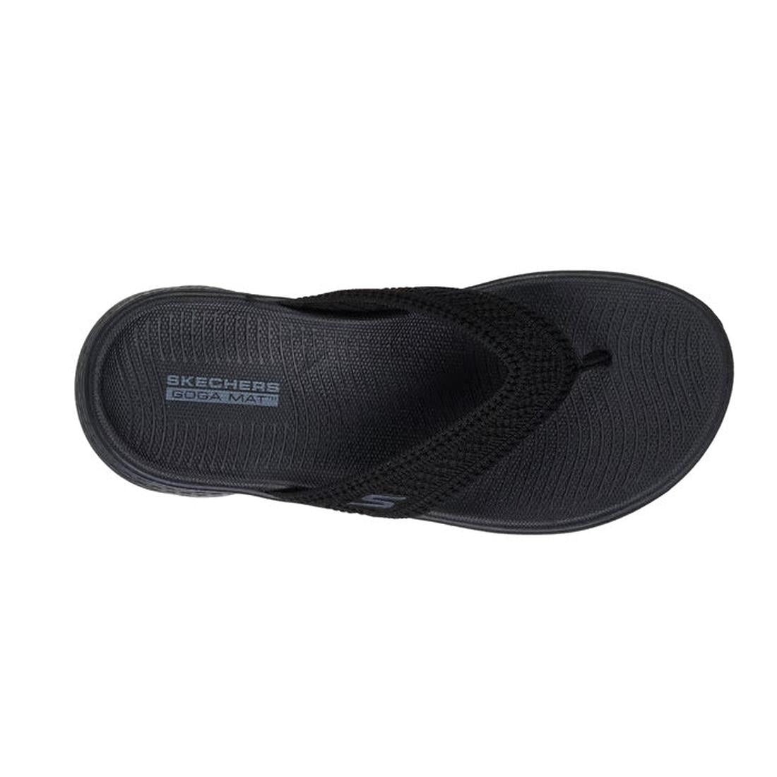 Black sandal with 'Skechers' branding on a white background, top down view,
198376876852,
198376876869,
198376876876,
198376876883,
198376876890,, 198376876852, 198376876869, 198376876876, 198376876883, 198376876890, 45819, 45820