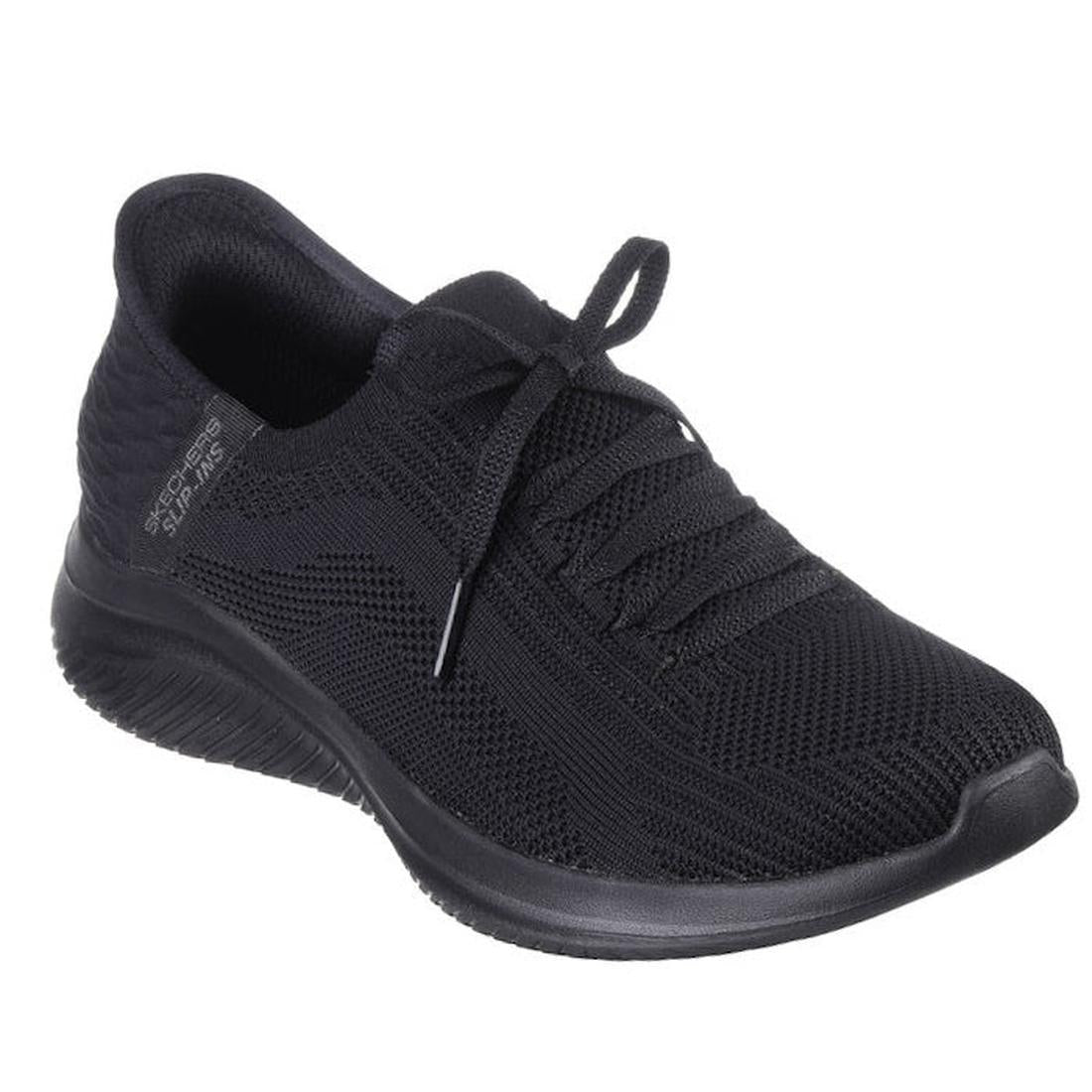 Skechers WIDE Width Ultra Flex 3.0 Brilliant Path SLIP-INS: comfy black women's sneakers with slip-on fit, plush sole, and mesh upper.  ksnz