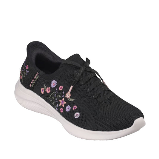 Skechers Ultra Flex 4.0 Sweet Petals Black Slip In womens Sneaker