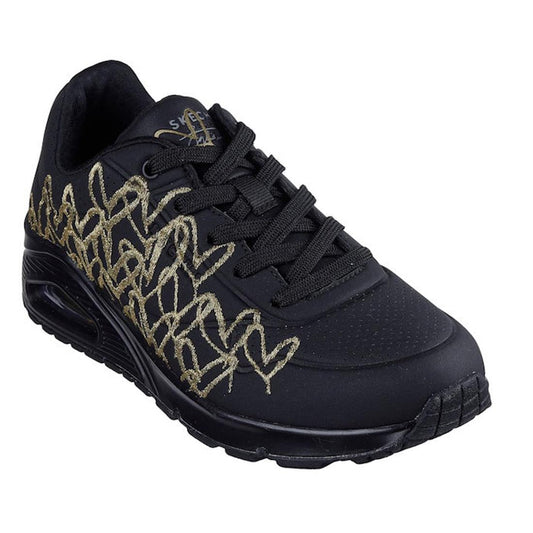 Skechers Uno Golden Heart X JGoldcrown  Black Gold CLEARANCE