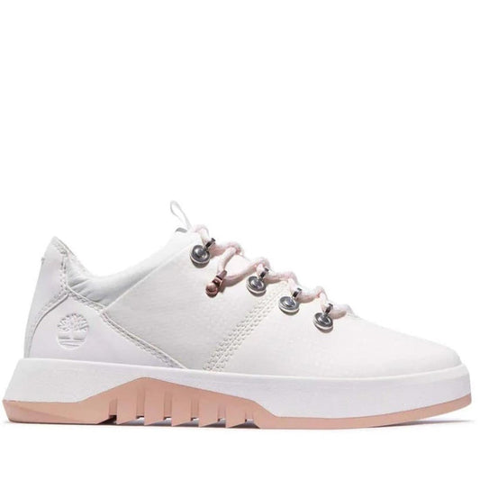 Timberland Womens Fabric Supaway Oxford White: a comfy white oxford with pink laces, sturdy sole, and OrthoLite insoles for support.  ksnz