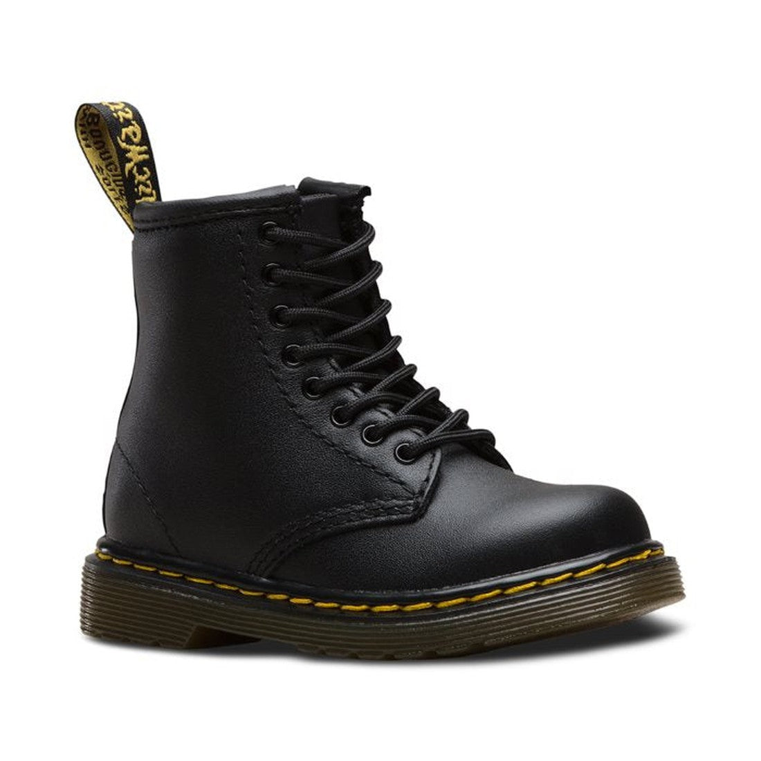 Image of right foot, side on of Dr Martens kids - 1460 Toddlers Black lace up boot with zip-Foot Forward Shoes