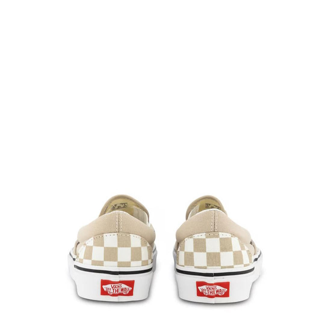 Vans CSO ColorTheory Checkerboard sneakers in honey peach and white, sturdy white sole, secure lace-up, fun for all ages.  ksnz