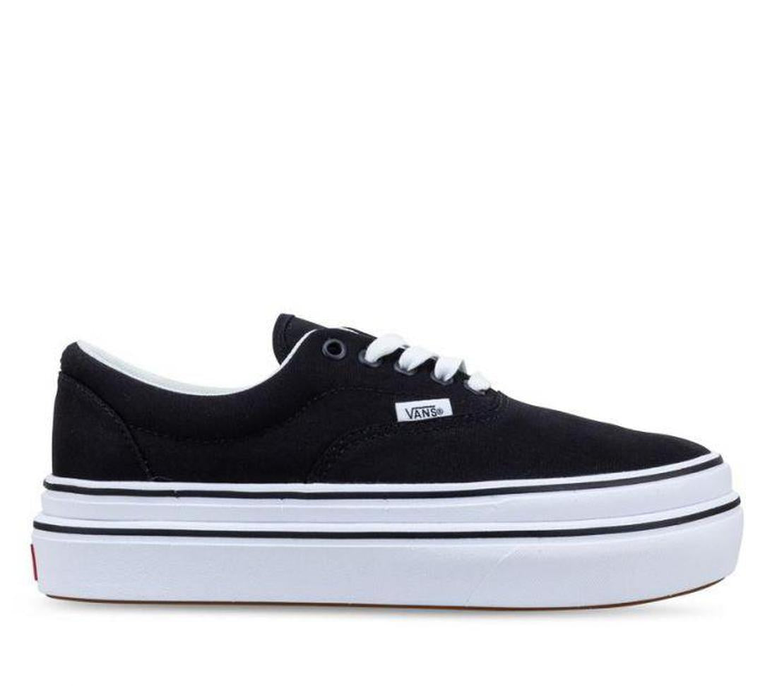 Vans Super Comfycush ERA Black Adults shoe has a comfy thick white sole, soft black canvas, easy lace closure, and iconic style.  ksnz