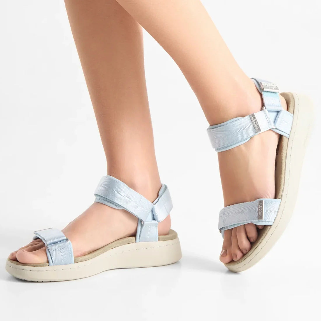 Woden Line Women's 3 Strap Sandal Moonstone Light Blue