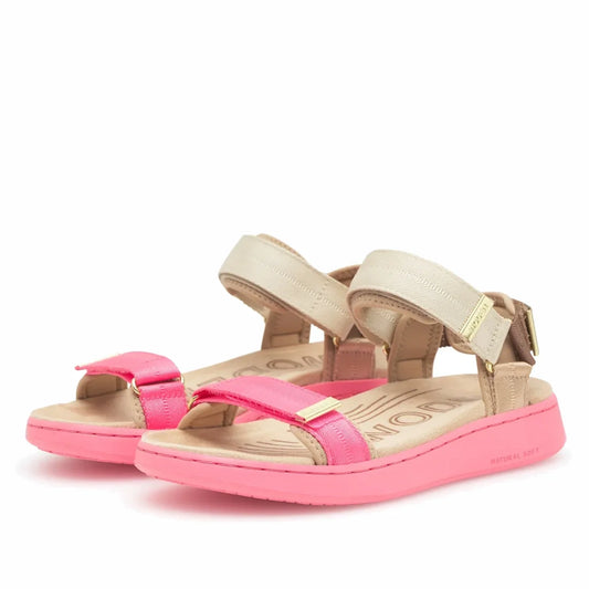 Woden Line Women's 3 Strap Sandal Tricolour Raspberry Multi