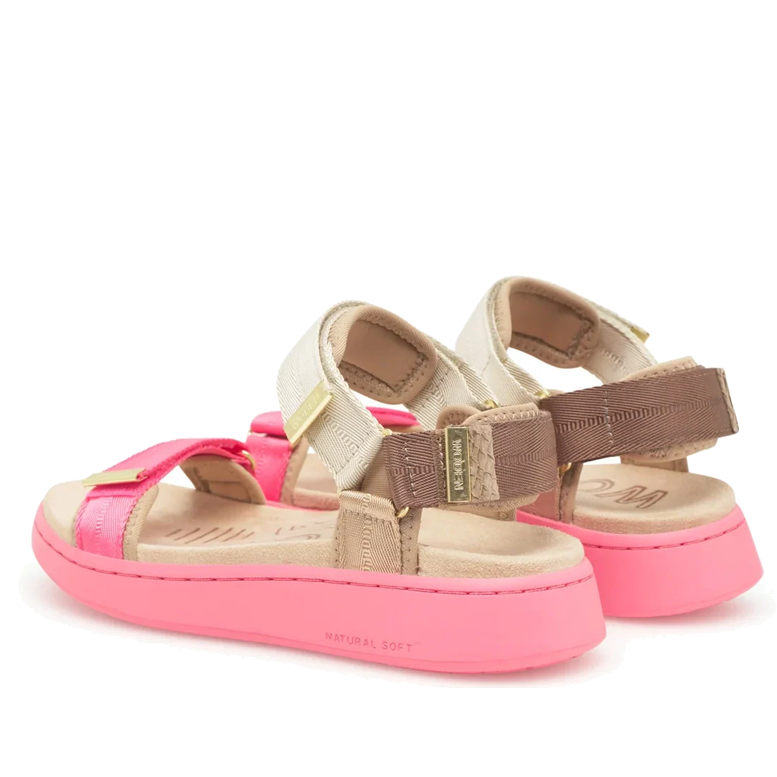 Woden Line Women's 3 Strap Sandal Tricolour Raspberry Multi