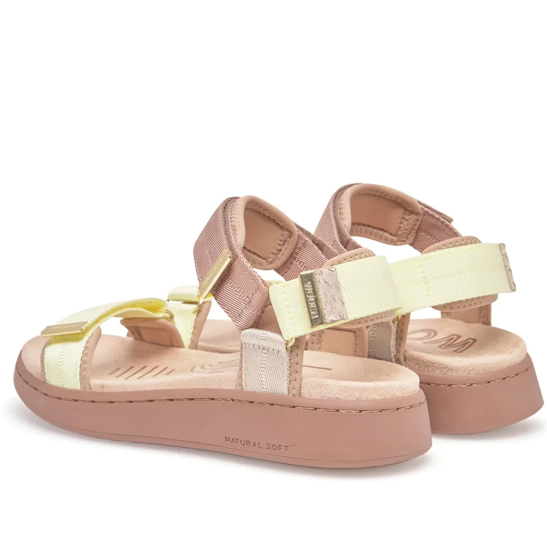 Woden Line Women's 3 Strap Sandal TricolourTaupe Multi