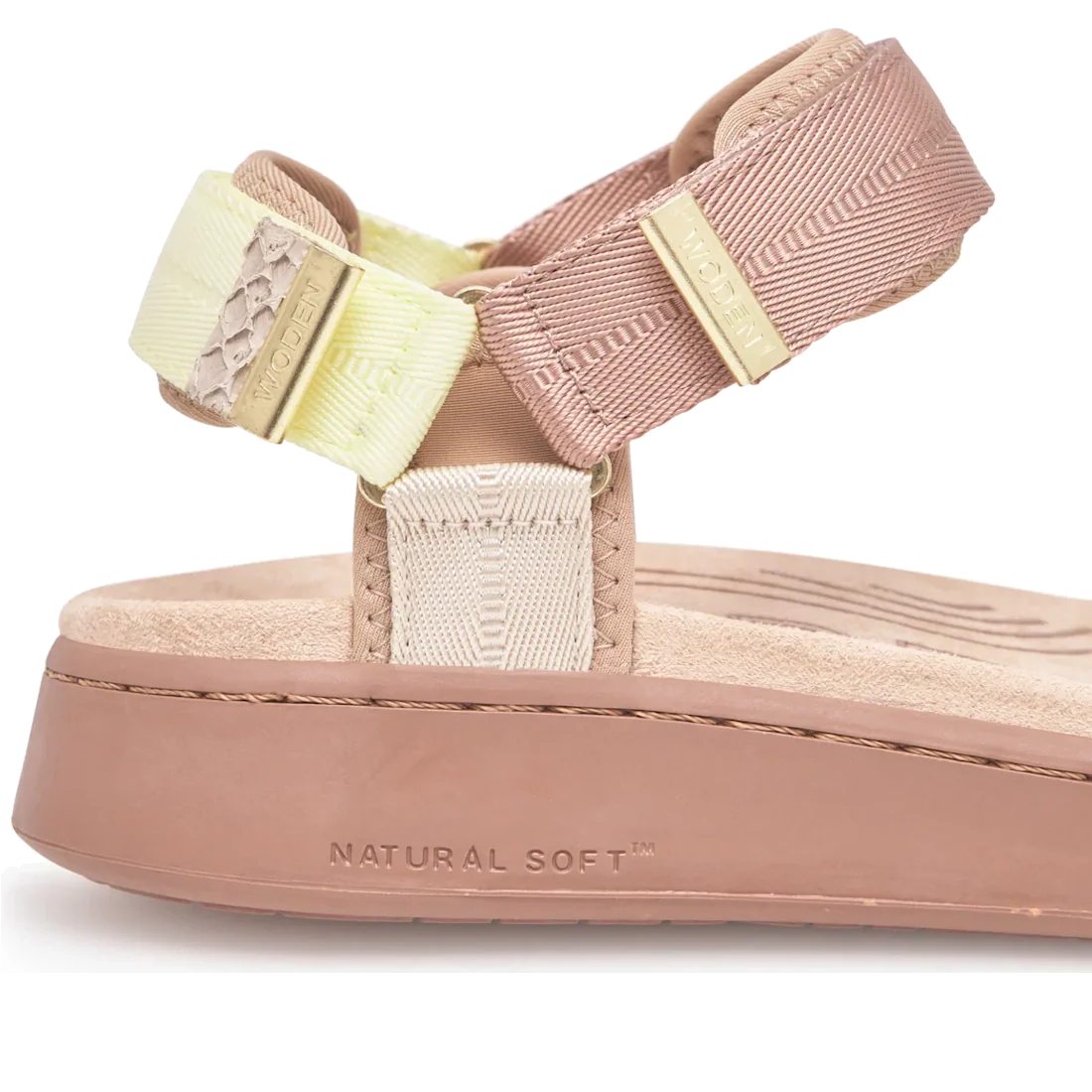 Woden Line Women's 3 Strap Sandal TricolourTaupe Multi