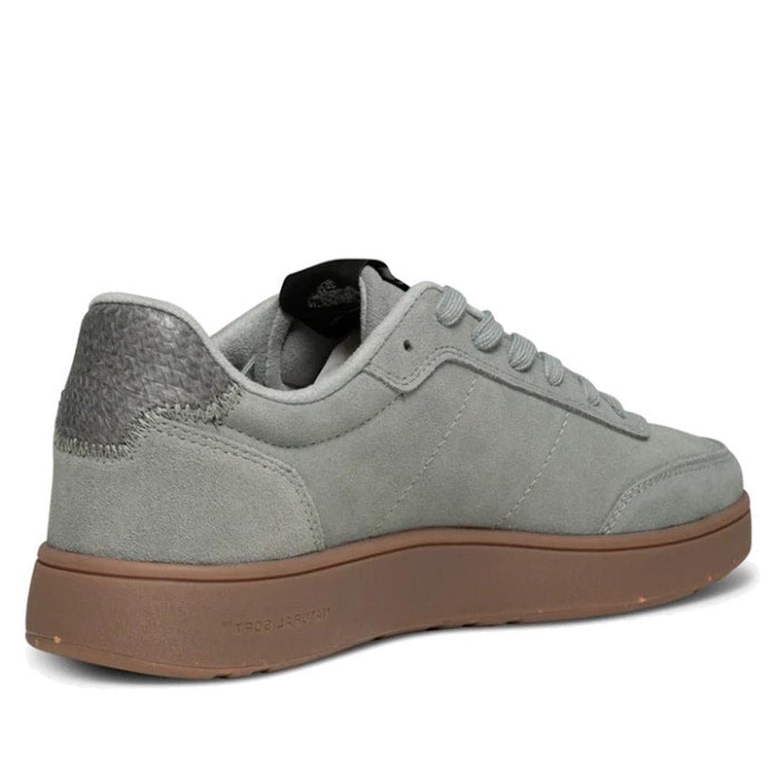 Rear view looking forward Mens Tote Woden Gray sneaker with brown sole on a white background.,
5713326540987,
5713326540994,
5713326541007,, 46547, 46548, 5713326540987, 5713326540994, 5713326541007, 46546