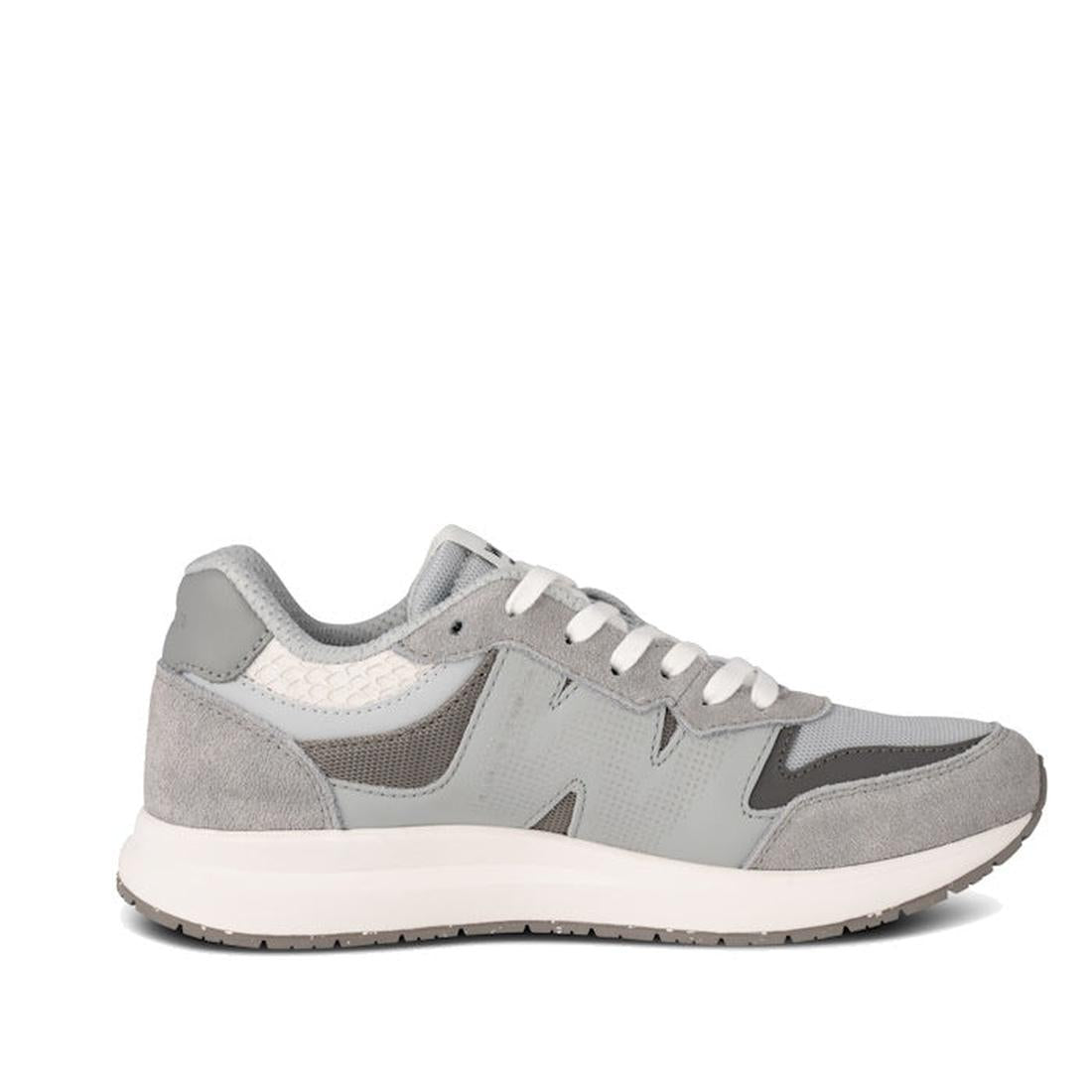 Woden Rigmor Reflective Women's Sneaker in Grey Multi, comfy with mesh and suede in soft gray, white sole, white laces, eco-friendly.  ksnz, 5713326601046, 5713326601053, 5713326601060