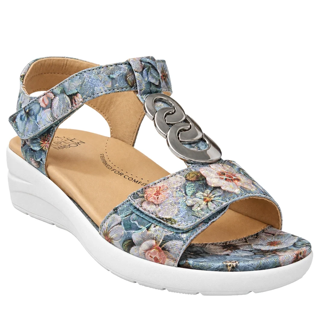 Ziera Navvon Blue Floral XW Womens Leather Sandal