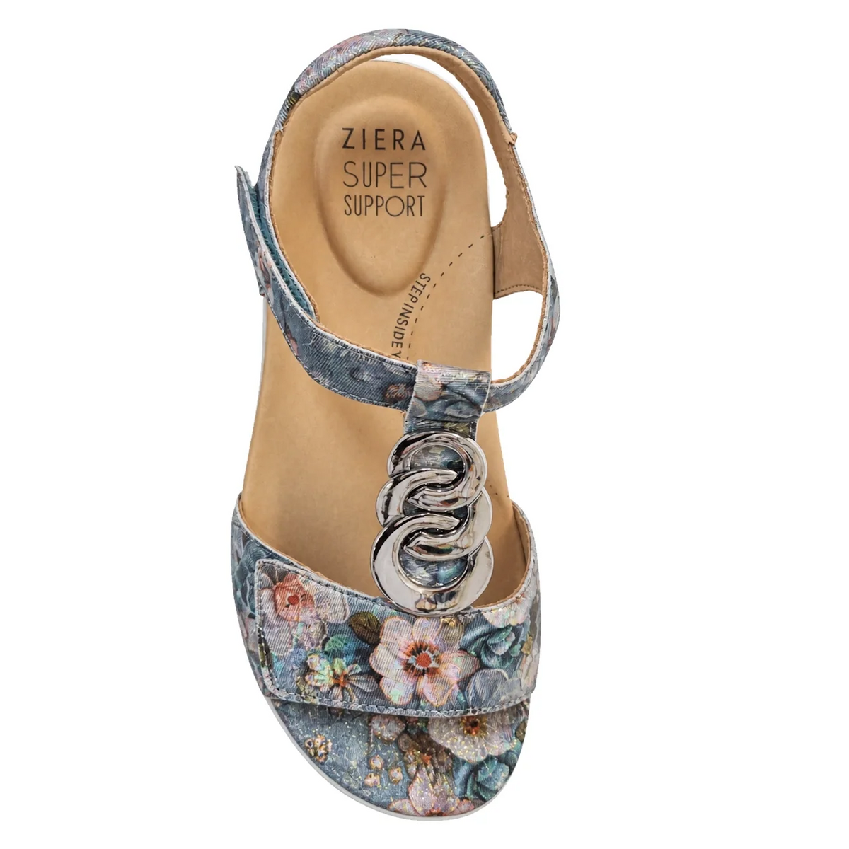 Ziera Navvon Blue Floral XW Womens Leather Sandal
