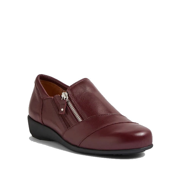 Ziera Sage XF Women's Wedge Heel Shoe Burgundy Leather Zip